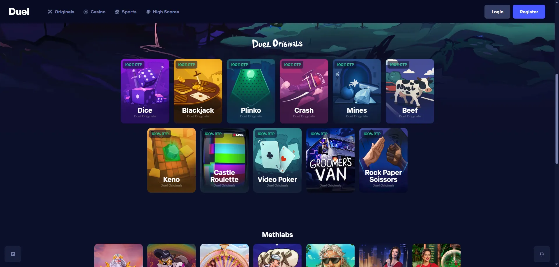 Tragamonedas y juegos en vivo en Duel Casino Ecuador